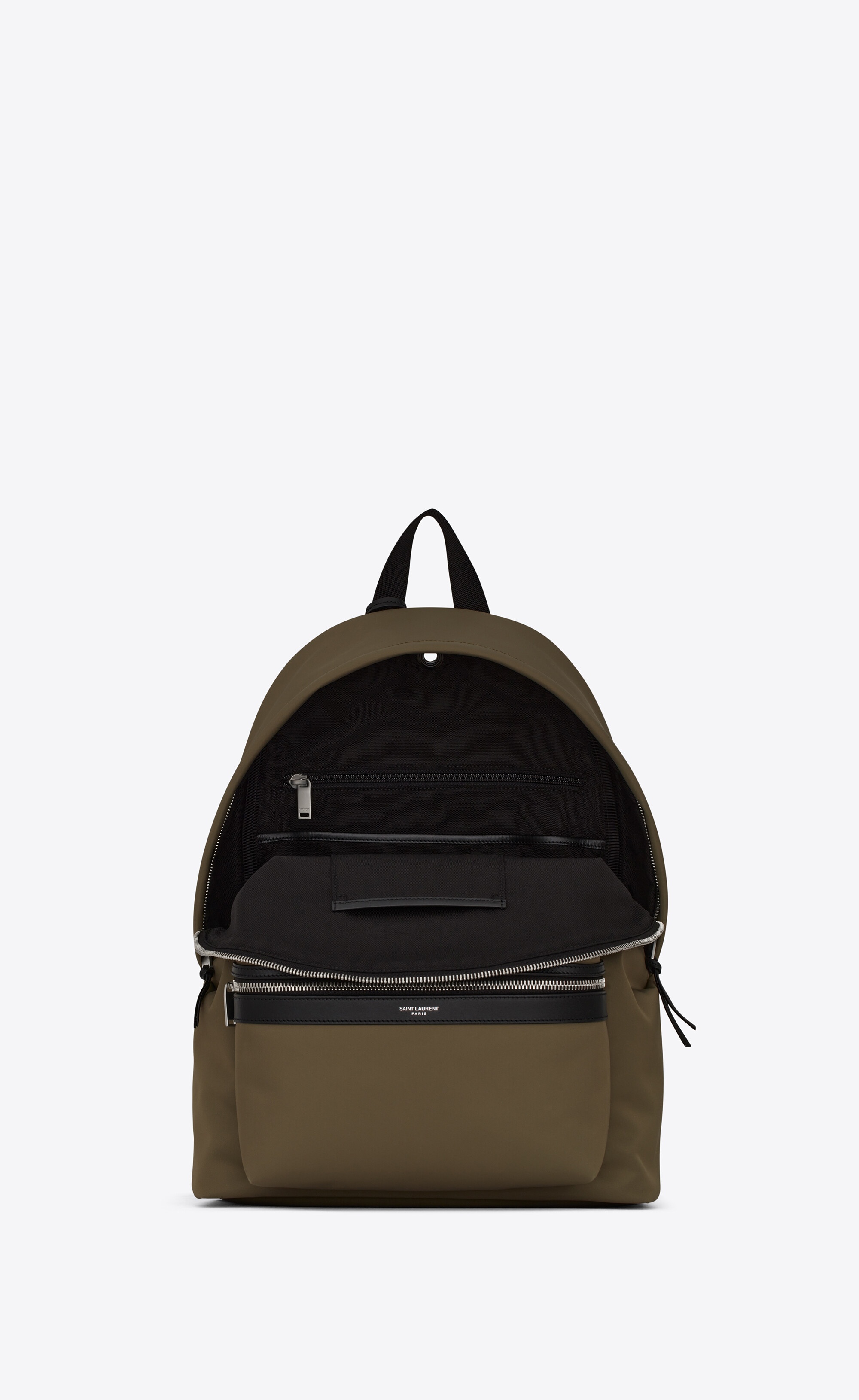 city backpack in nylon canvas and leather - 4