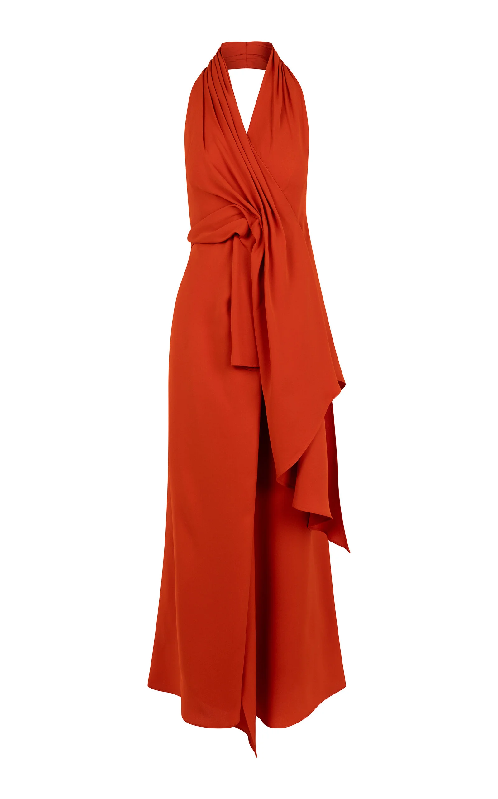 Barbara Layered Silk Maxi Halter Dress orange - 1