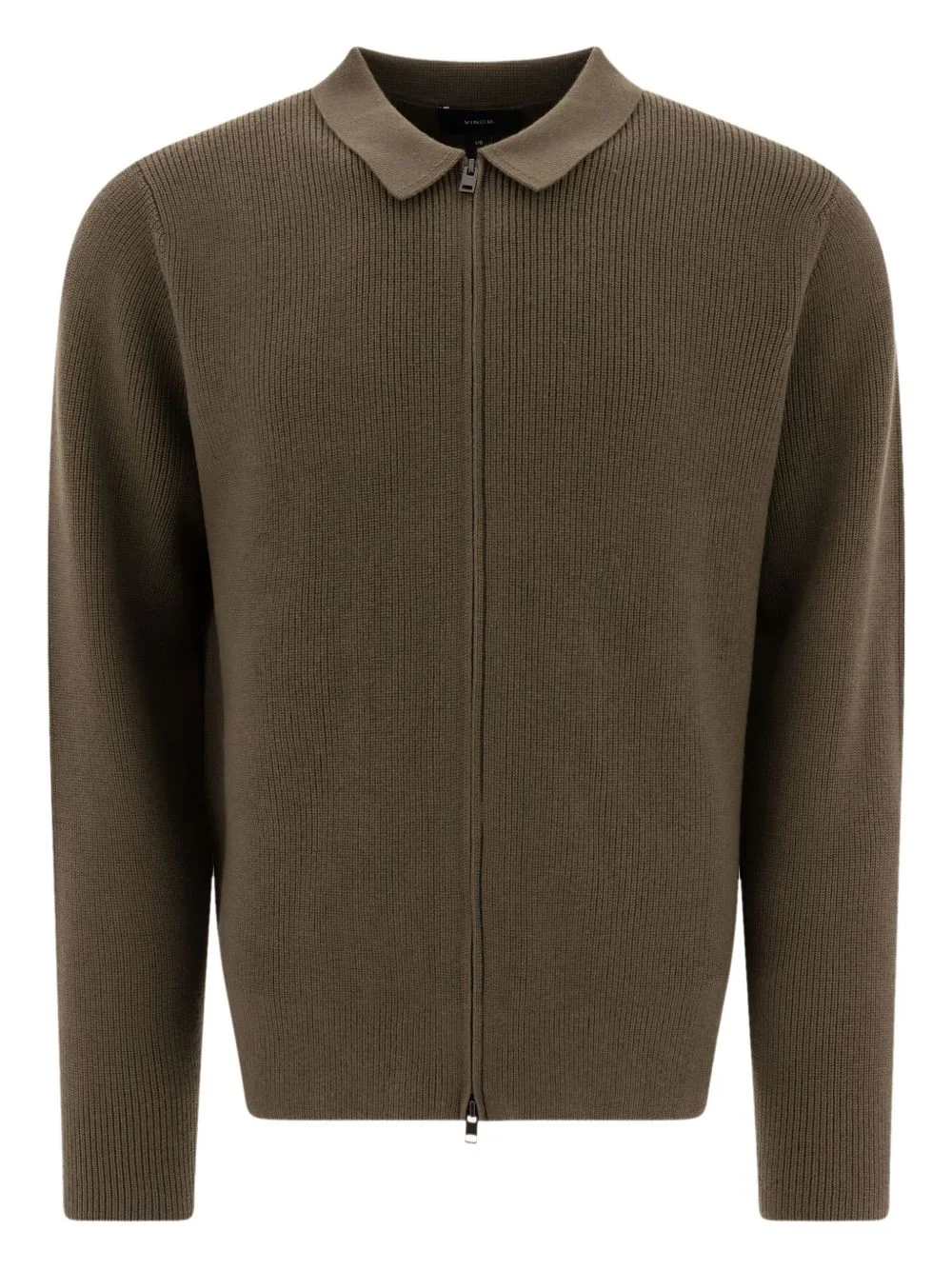 zip-fastening ribbed cardigan - 1