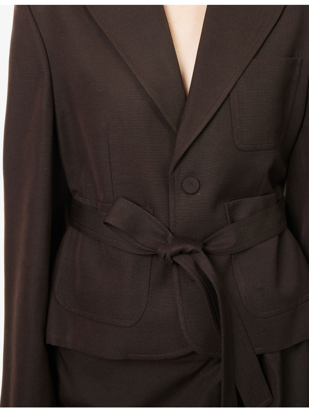 Cropped Notch-Lapels Woven Jacket - 5
