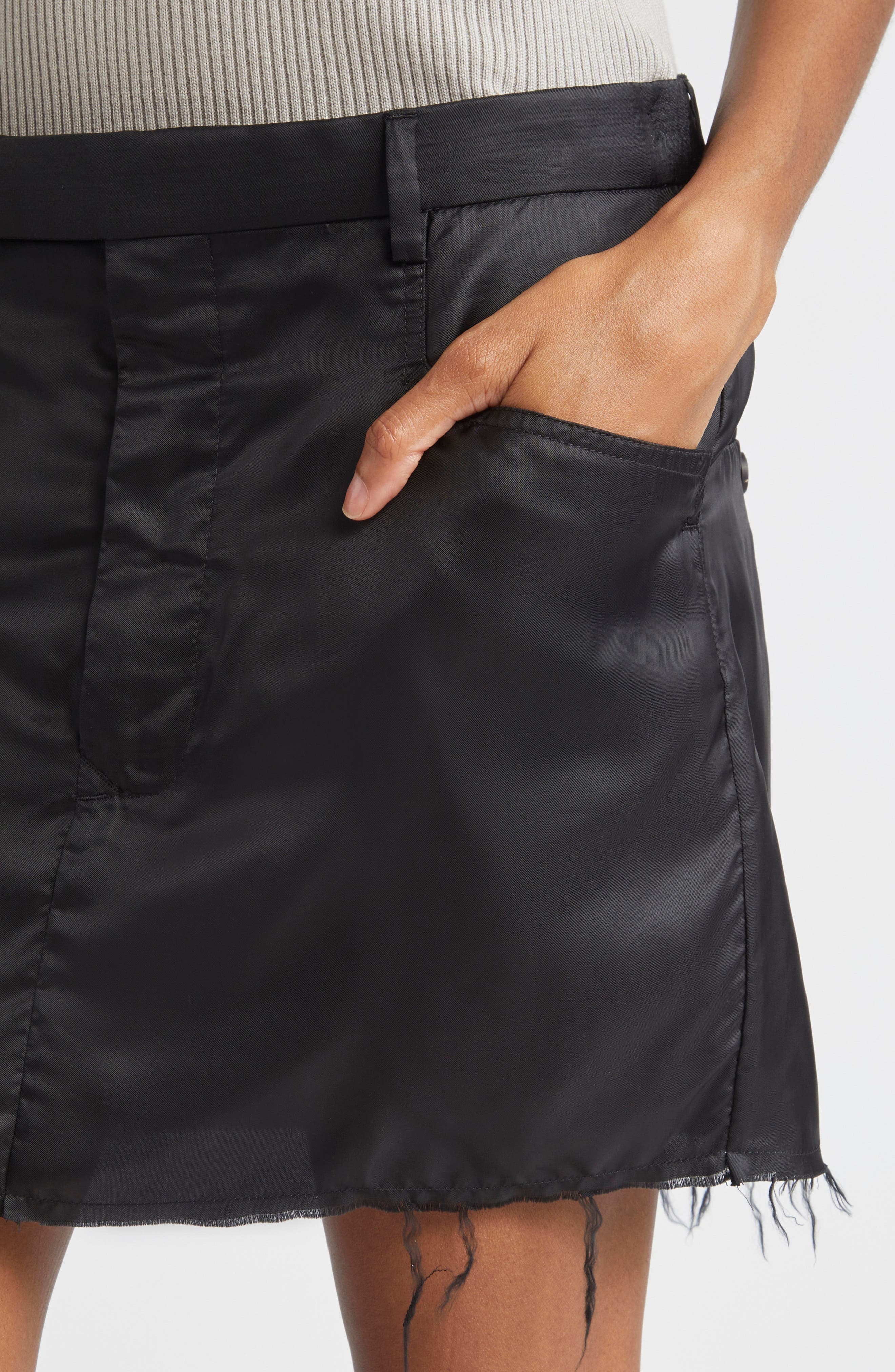 Rick Owens Firbanks Raw Edge Satin Miniskirt in Black at Nordstrom - 5