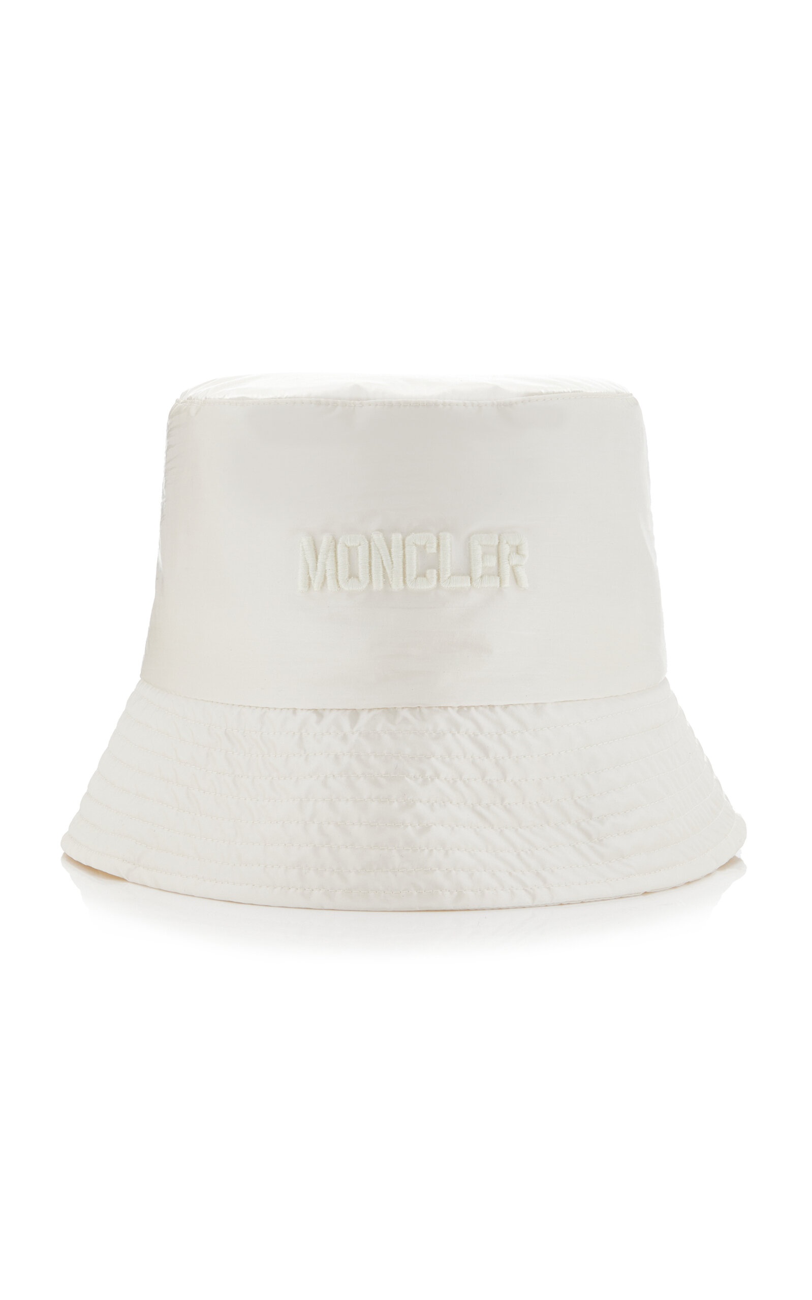 Embroidered Nylon Bucket Hat white - 1