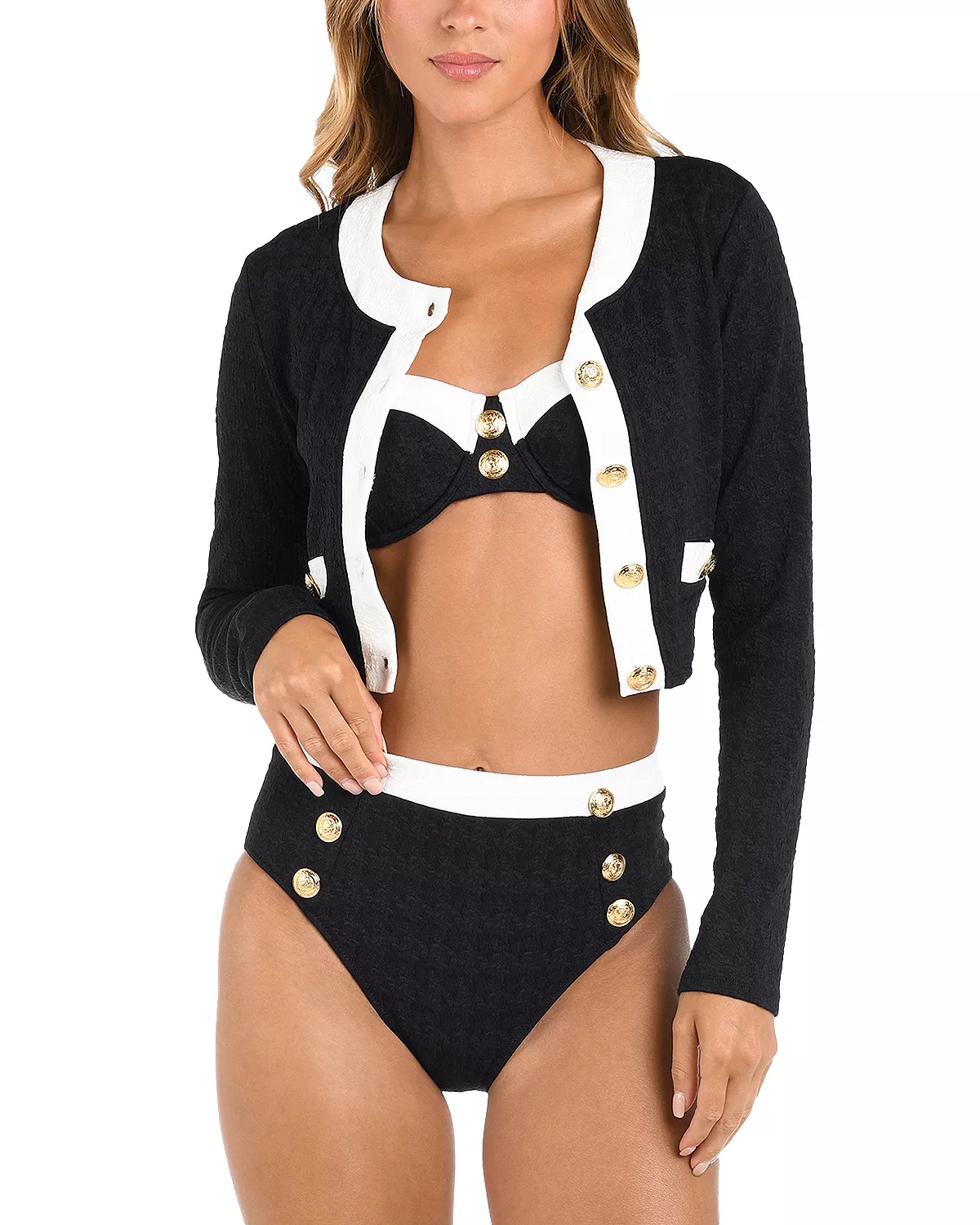 Adaline Color Blocked Swim Cover-Up Cardigan - 2