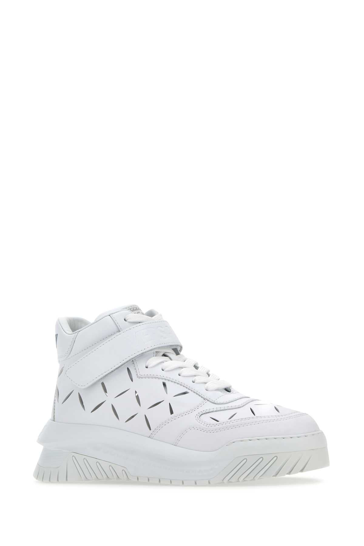 Versace Men White Leather Odissea Sneakers - 2