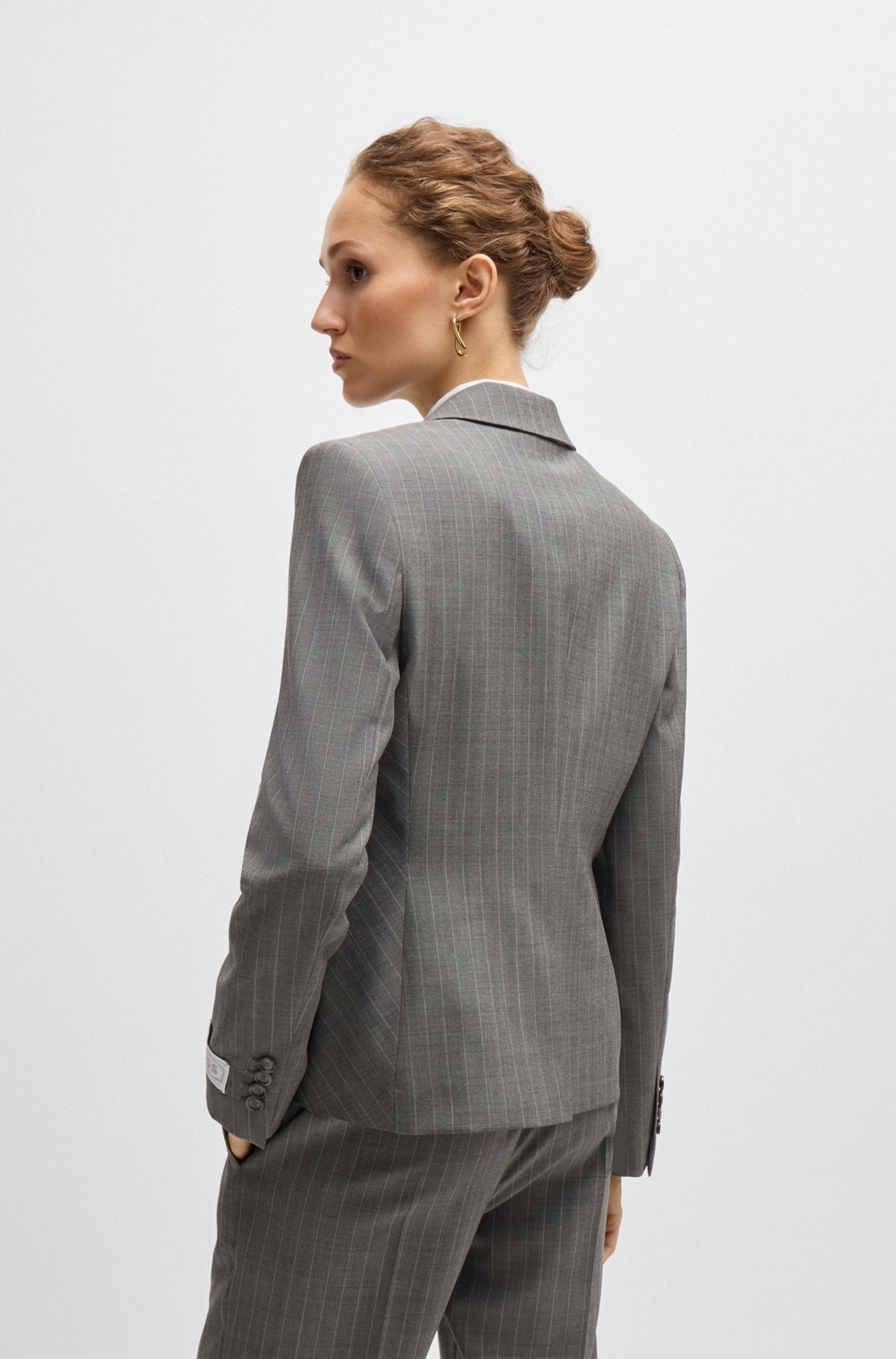 SLIM-FIT JACKET IN STRIPED WOOL - 4