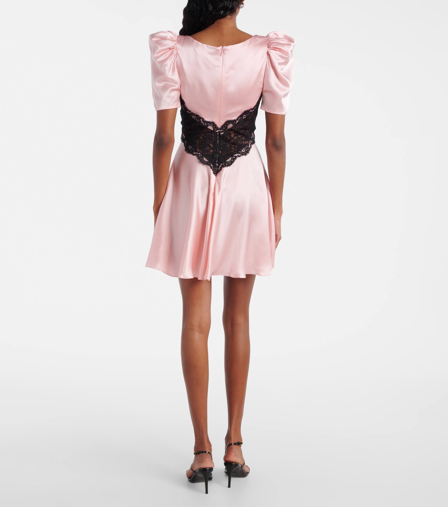 Lace-trimmed silk charmeuse minidress - 3