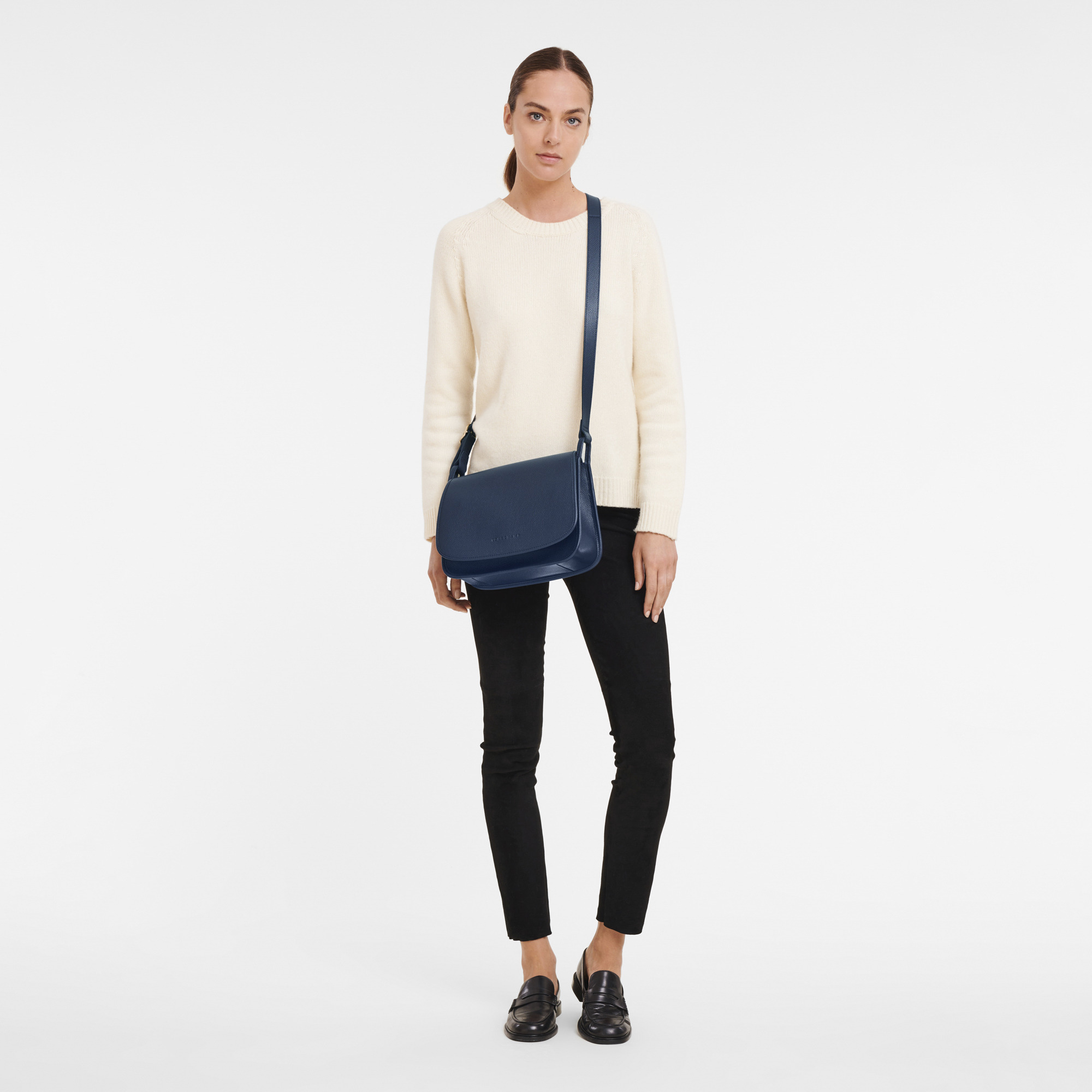 Le Foulonné M Crossbody bag Navy - Leather - 2