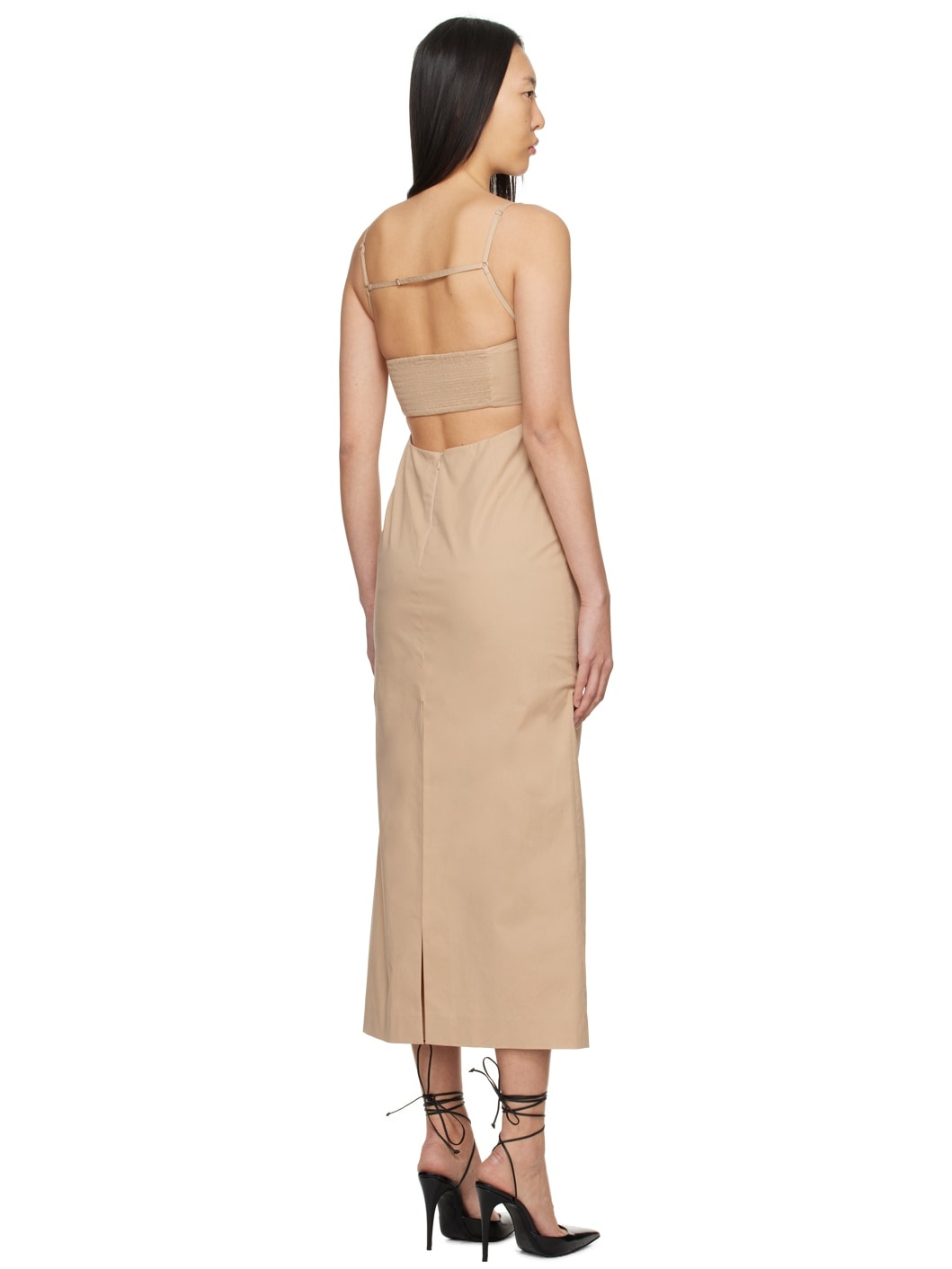 Beige Square Neck Maxi Dress - 3