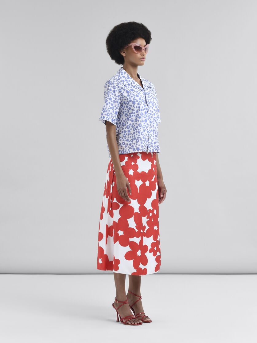 RED AND WHITE DILLIES PRINT SILK SKIRT - 5