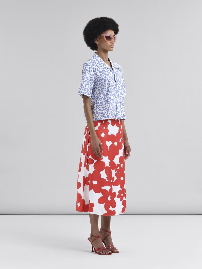 RED AND WHITE DILLIES PRINT SILK SKIRT 5