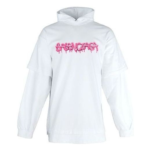 Balenciaga Slime Double Long Sleeve Hooded T-Shirt 'White Bubblegum' 681029TLVF10901 - 1