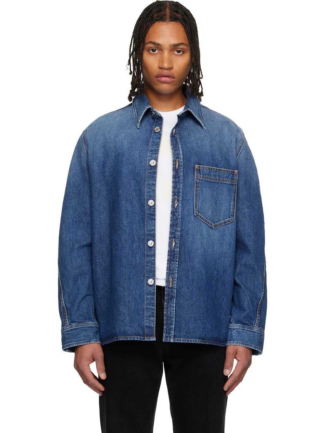 Blue Couture Seam Overshirt - 1