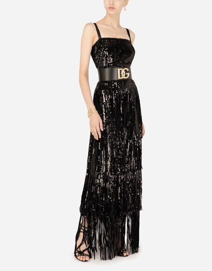 Long sequined dress with fringing - 6