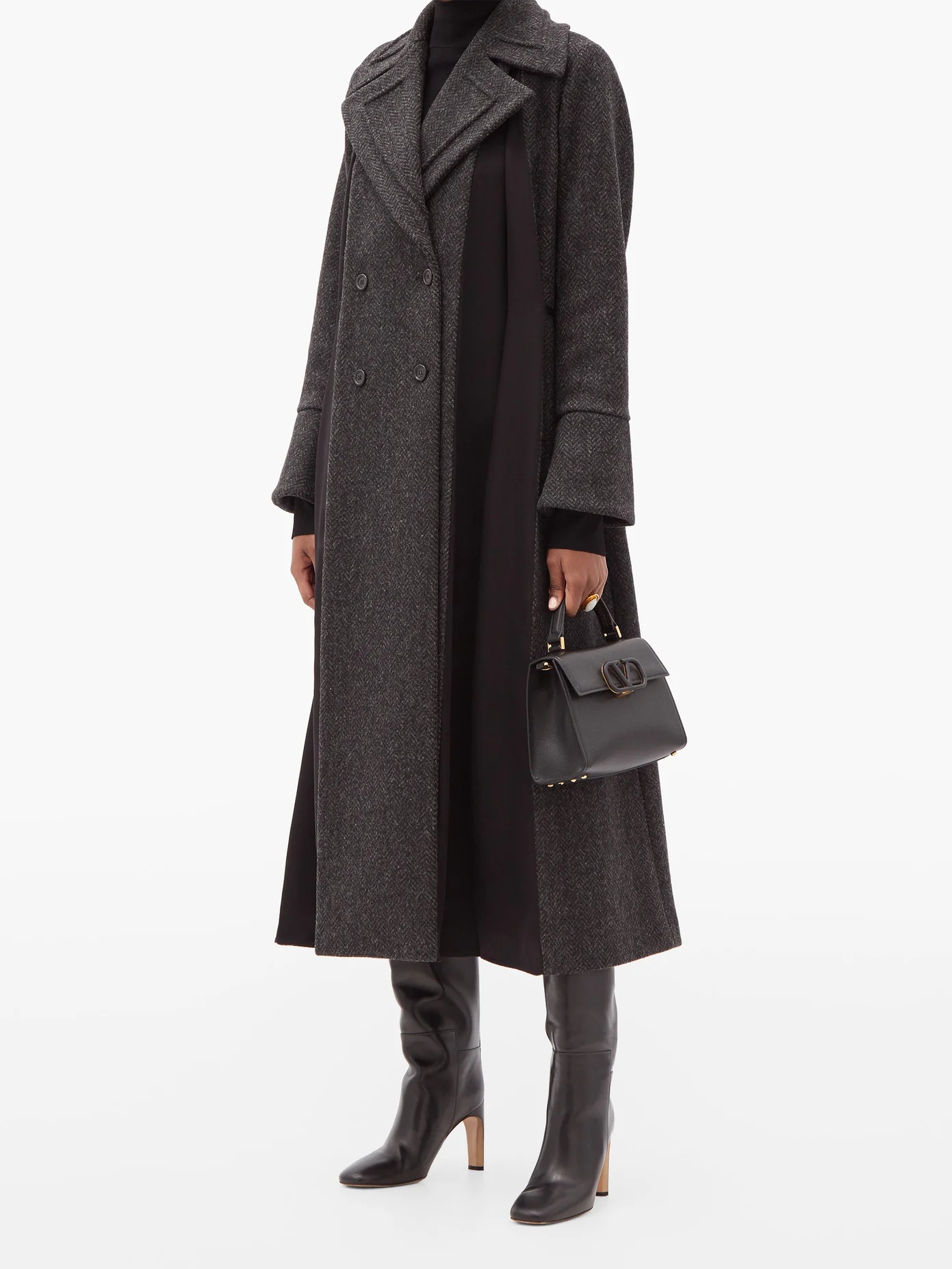 Silk-insert wool-blend herringbone coat - 2