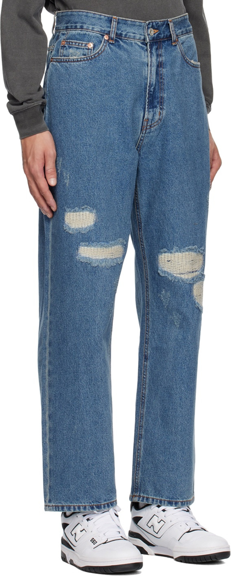 UNIFORM BRIDGE Indigo Distressed Jeans outlook