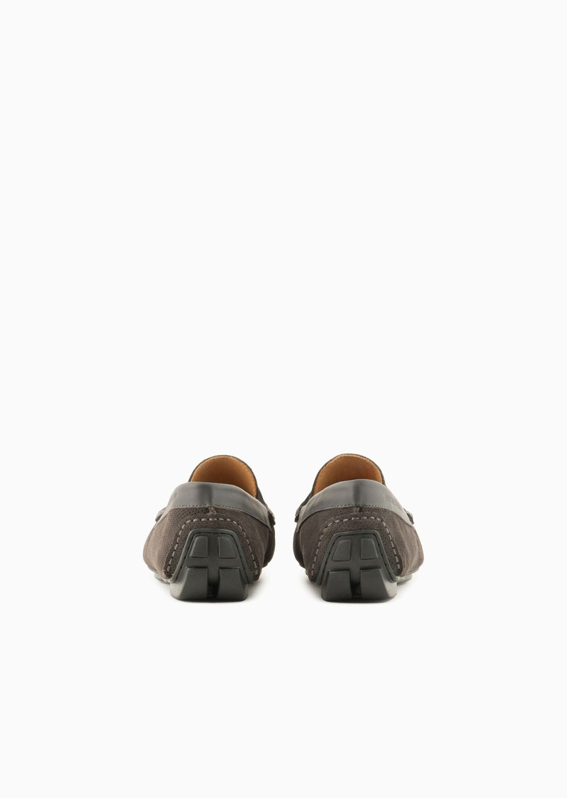 EMPORIO ARMANI Micro-perforated suede driving loafers outlook