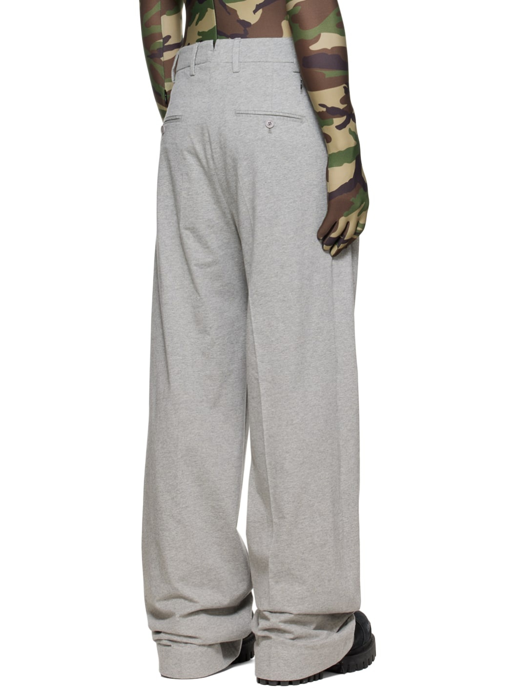 Gray Wide-Leg Trousers - 3