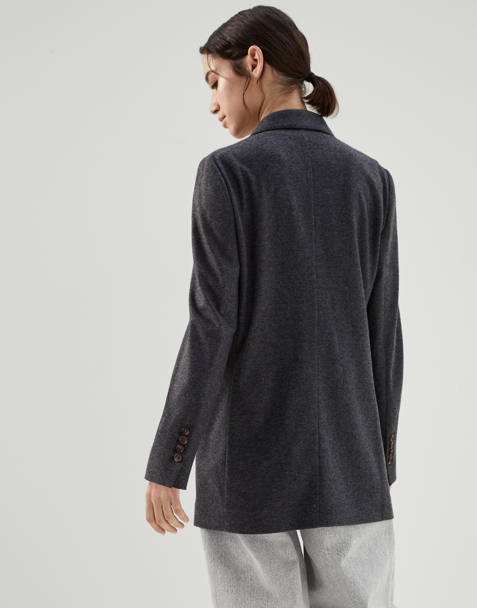 Cashmere jersey deconstructed blazer with monili - 2