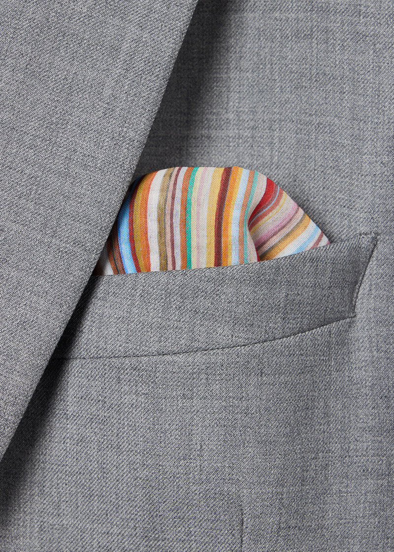 'Signature Stripe' Cotton Pocket Square 4