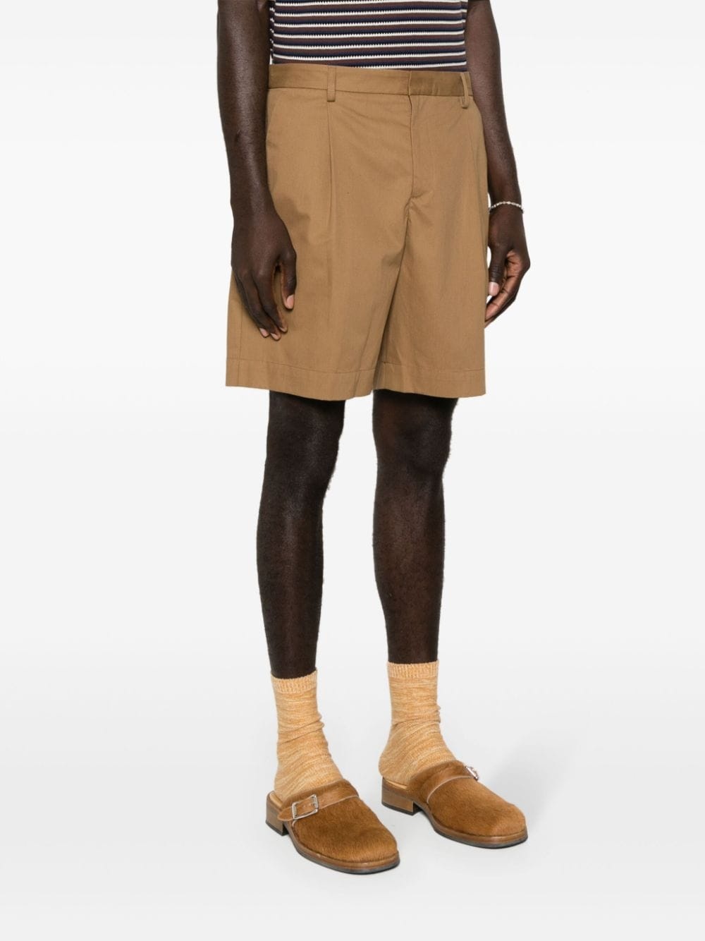 pleated cotton bermuda shorts - 3