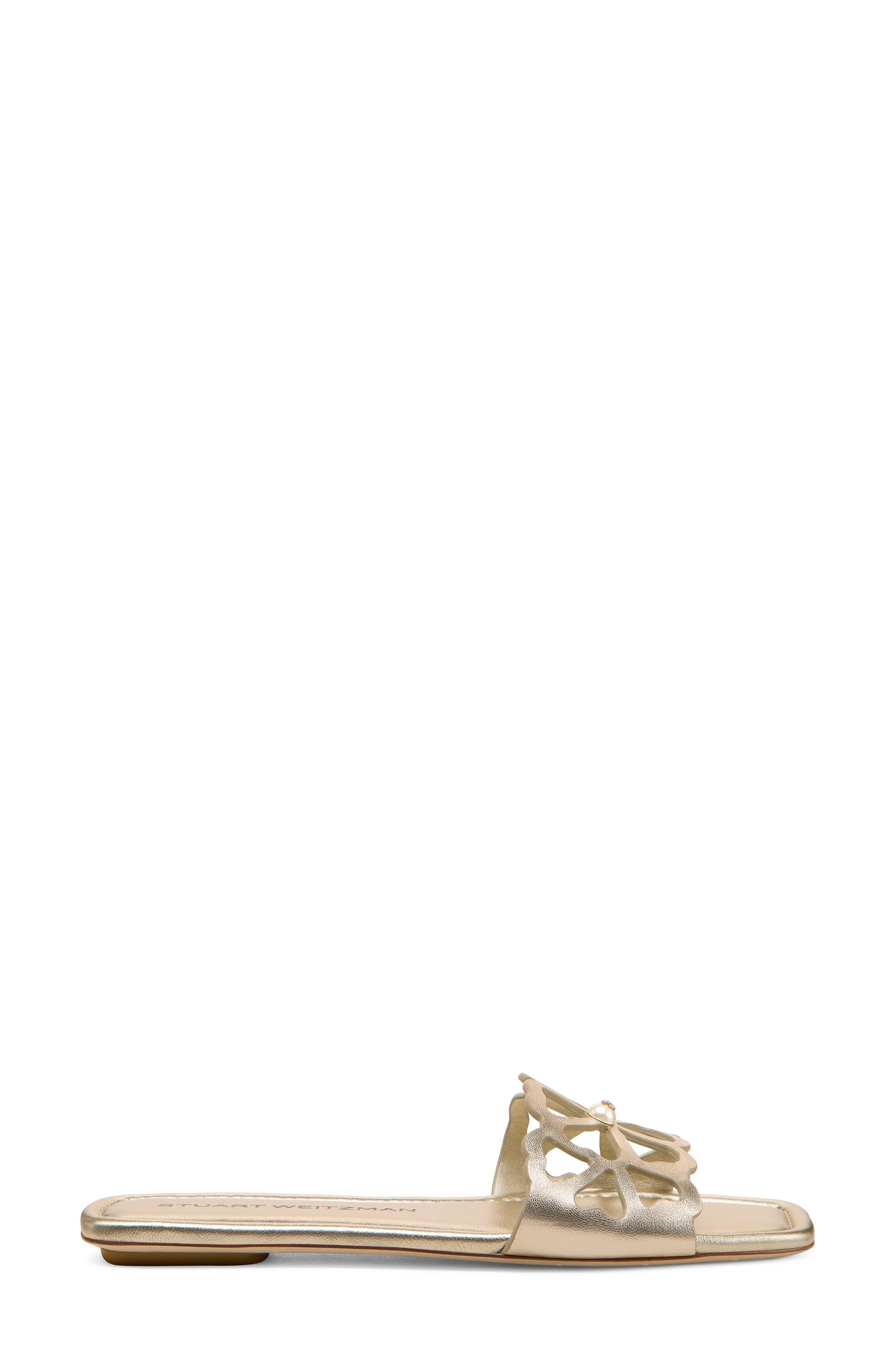 Stuart Weitzman Jasmine Cutout Slide Sandal in Light Gold at Nordstrom - 3