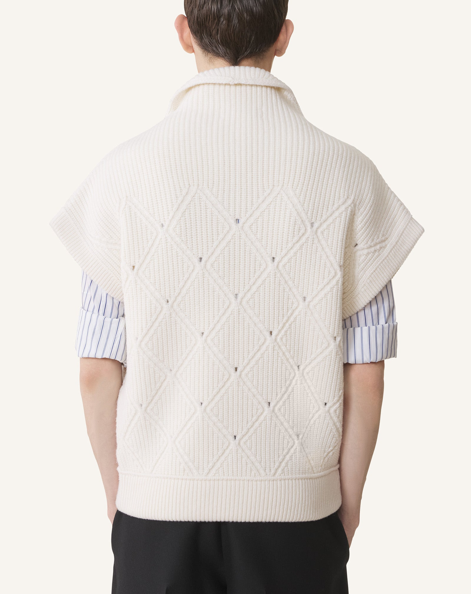 SLEEVELESS DIAMOND DETAIL WOOL SWEATER - 4