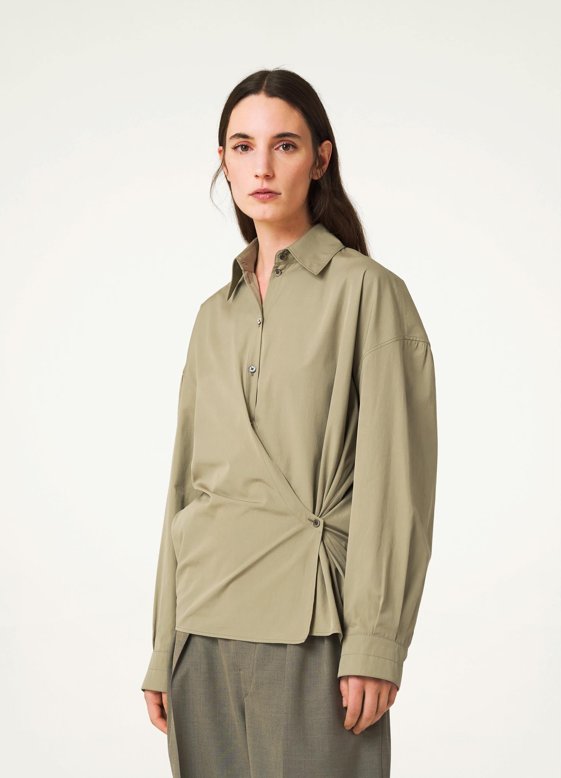 STRAIGHT COLLAR TWISTED SHIRT - 2