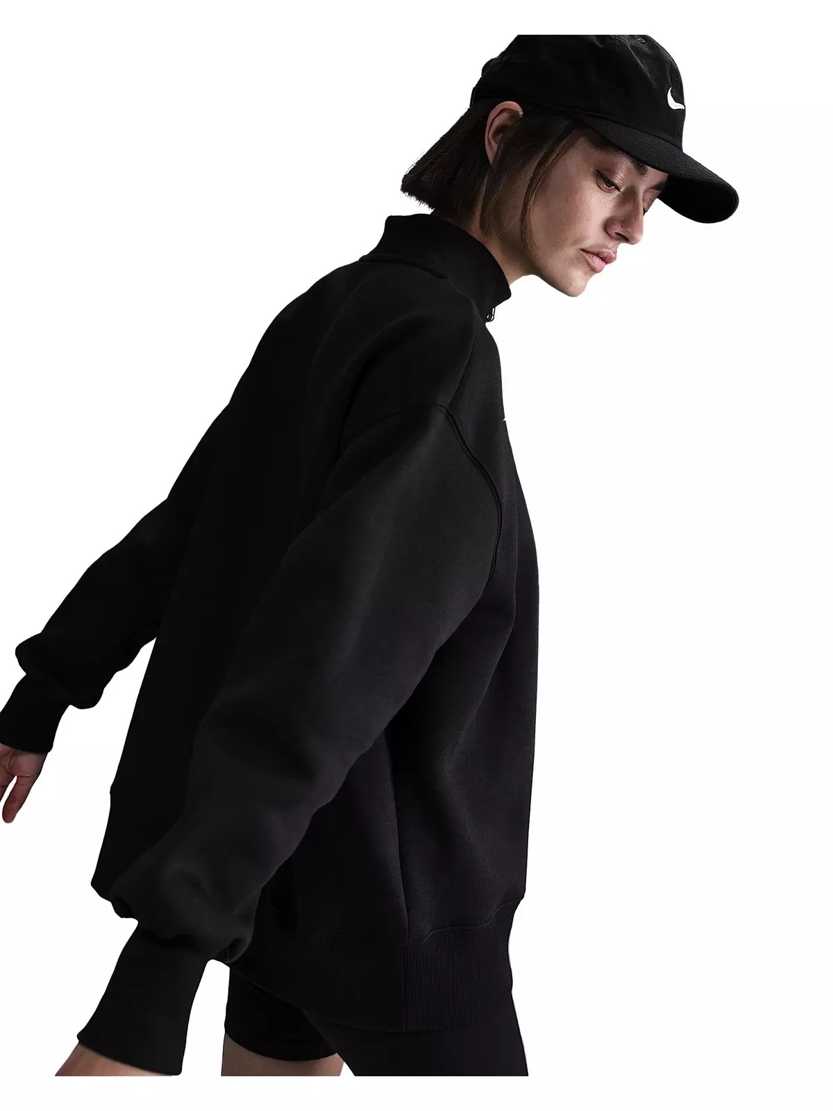 Women's Sportswear Phoenix Fleece Oversized 1/4 Zip Sweatshirt - Black - 2