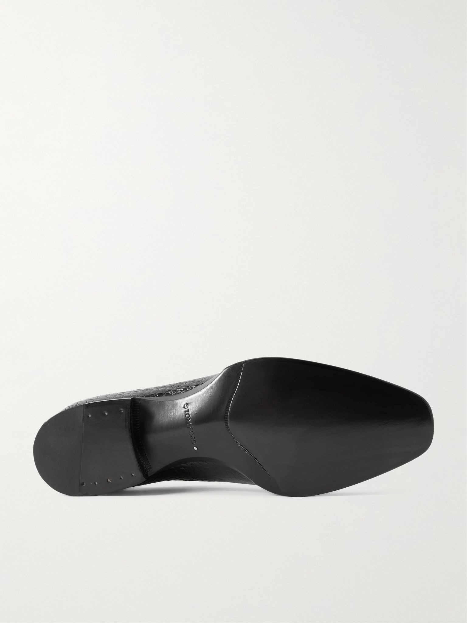 Elkan Croc-Effect Leather Oxford Shoes Black - 3