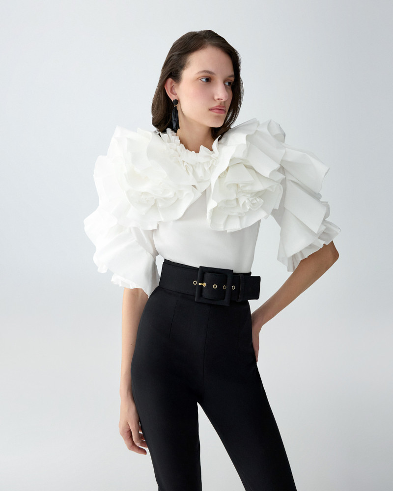Draped Floral Ruffled Top 4