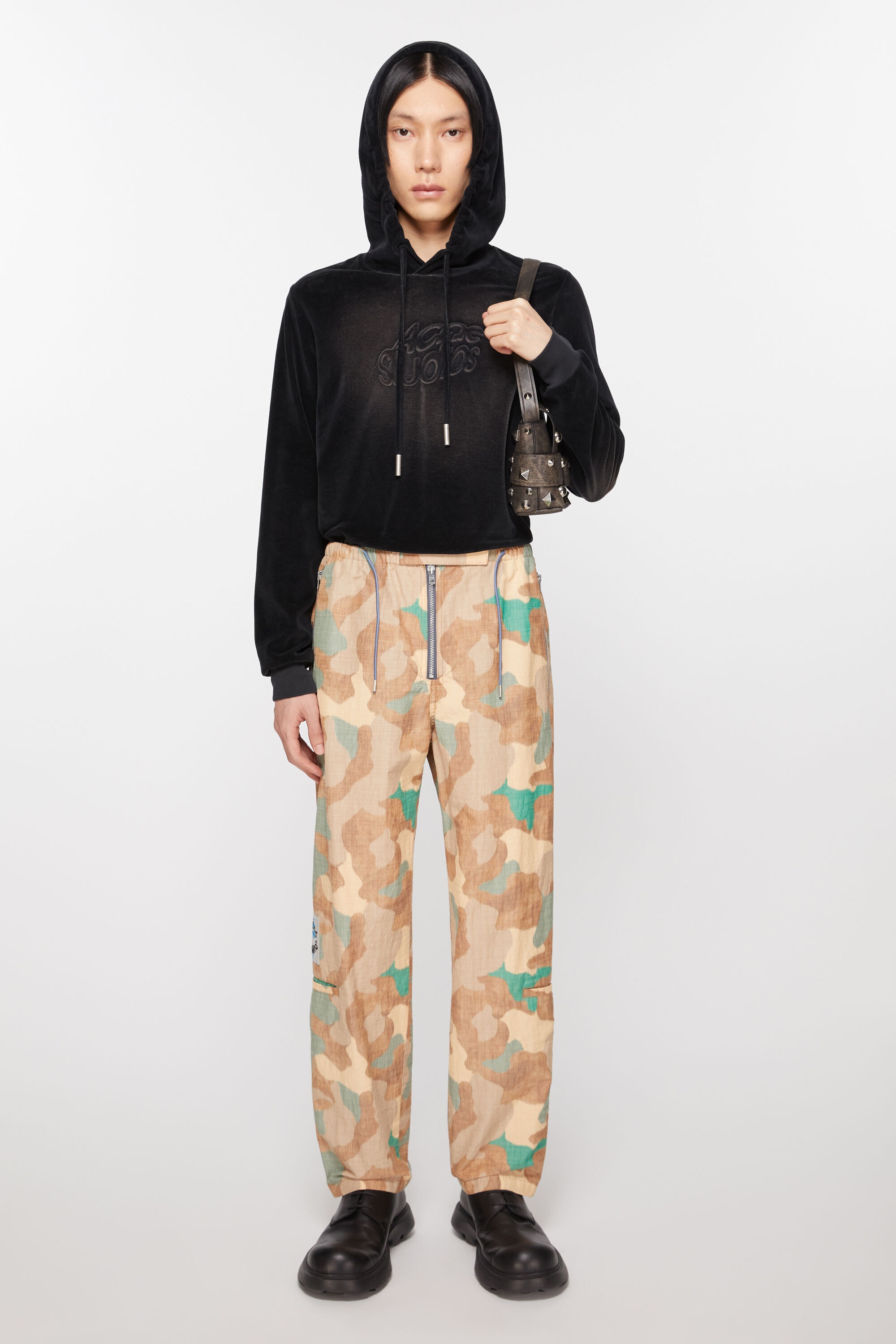 Satin print trousers - Orange/green - 2