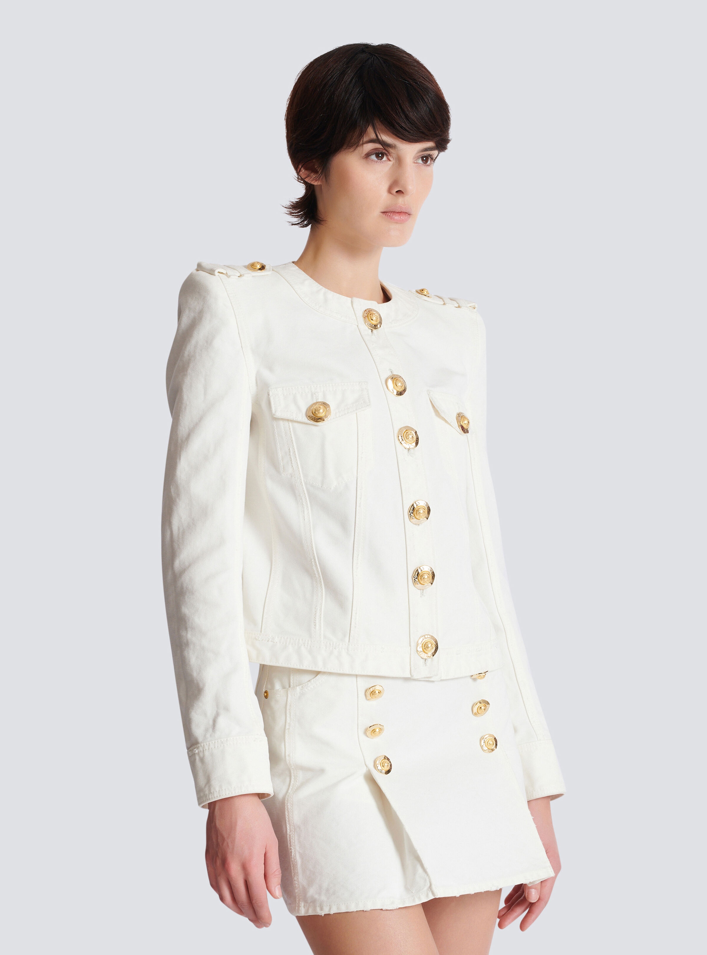 Cropped cotton canvas jacket - 7