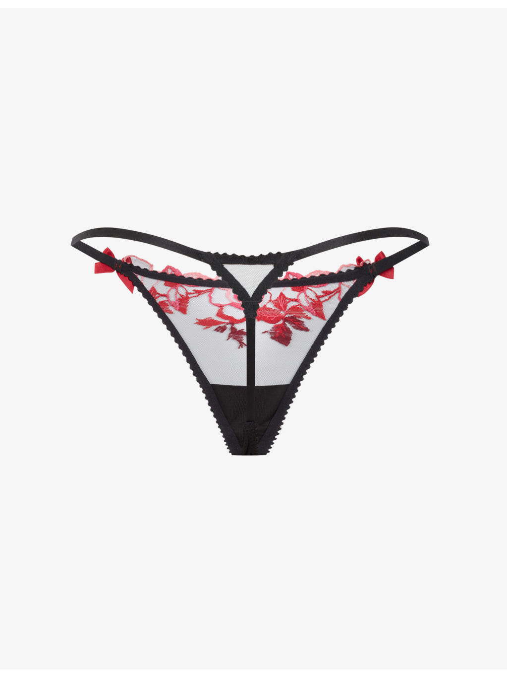 Callypso Floral-Embroidered Mesh Thong - 3