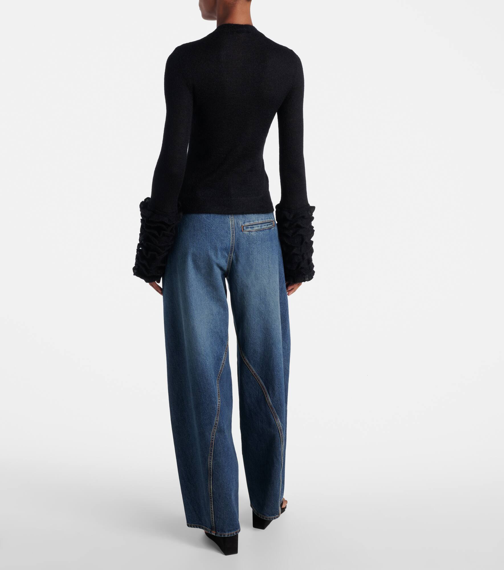 Ruffled sheer mohair-blend top - 3
