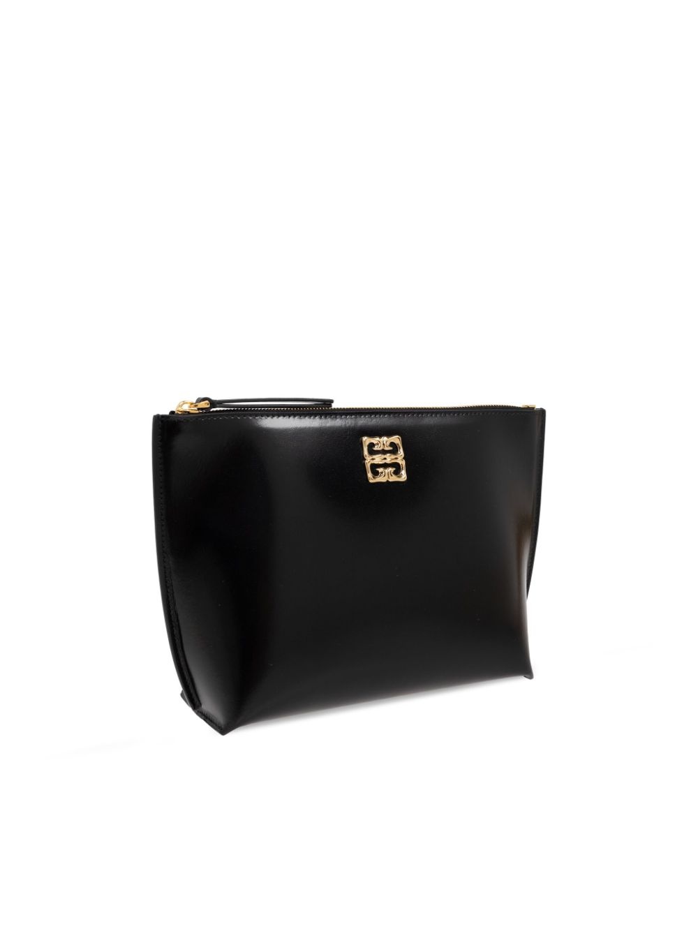 logo-buckle leather clutch bag - 4
