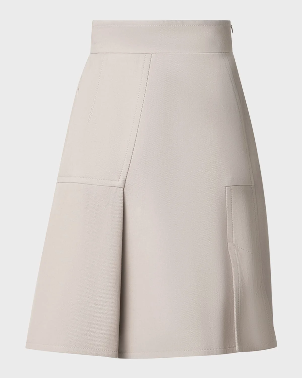 Double-Face Cotton Midi Skirt with Irregular Pleating - 1