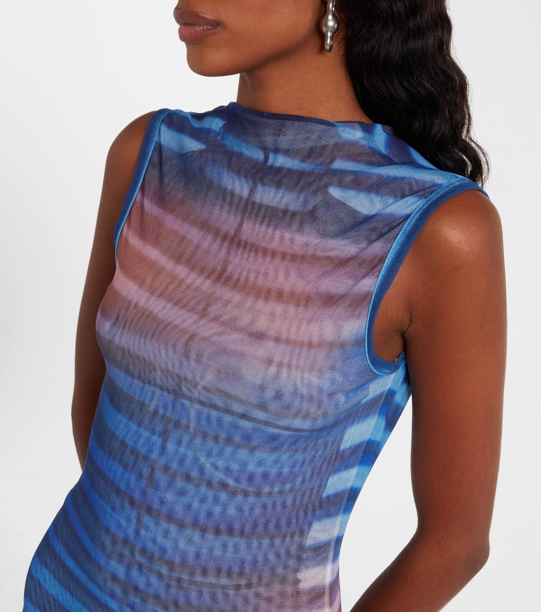 Air striped tulle maxi dress - 4