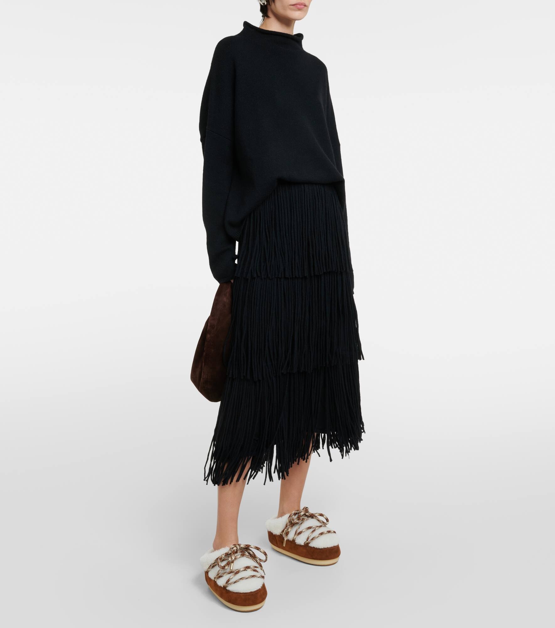 Suede-trimmed shearling mules - 2