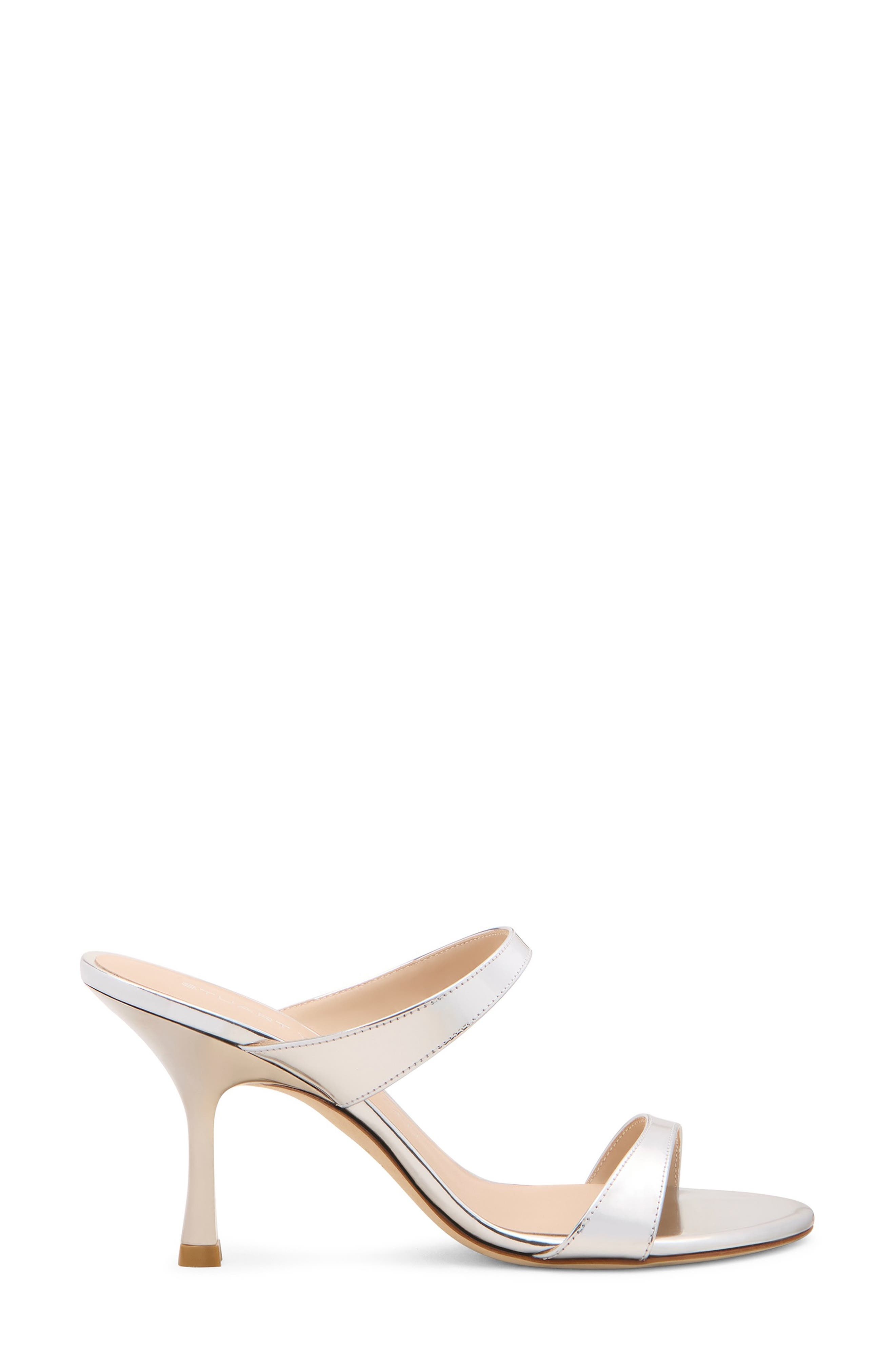 Stuart Weitzman Nudist Metallic Slide Sandal in Silver at Nordstrom - 3