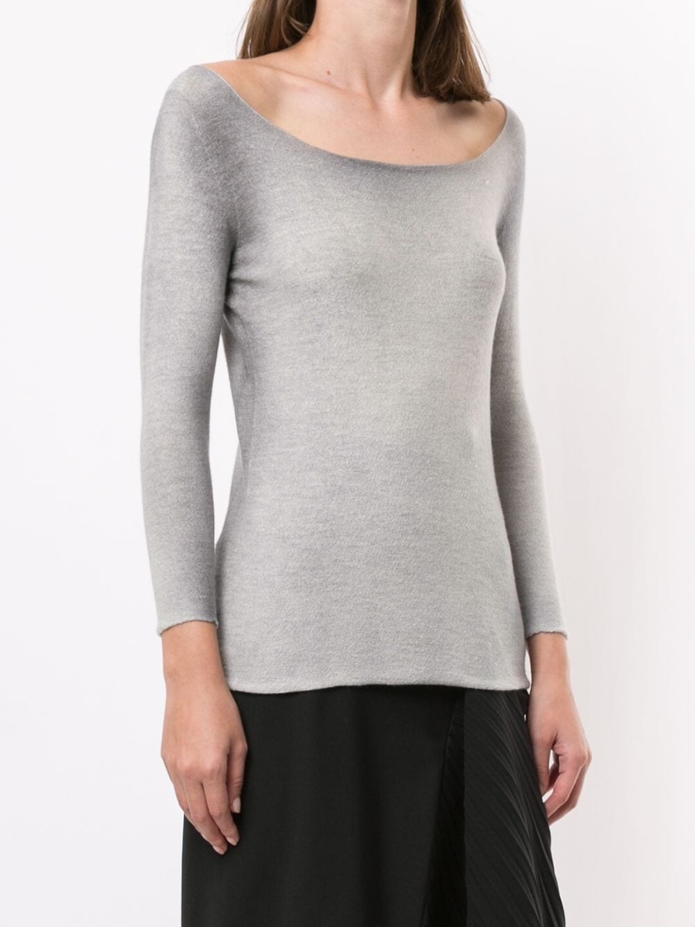 washed wide-neck top - 3