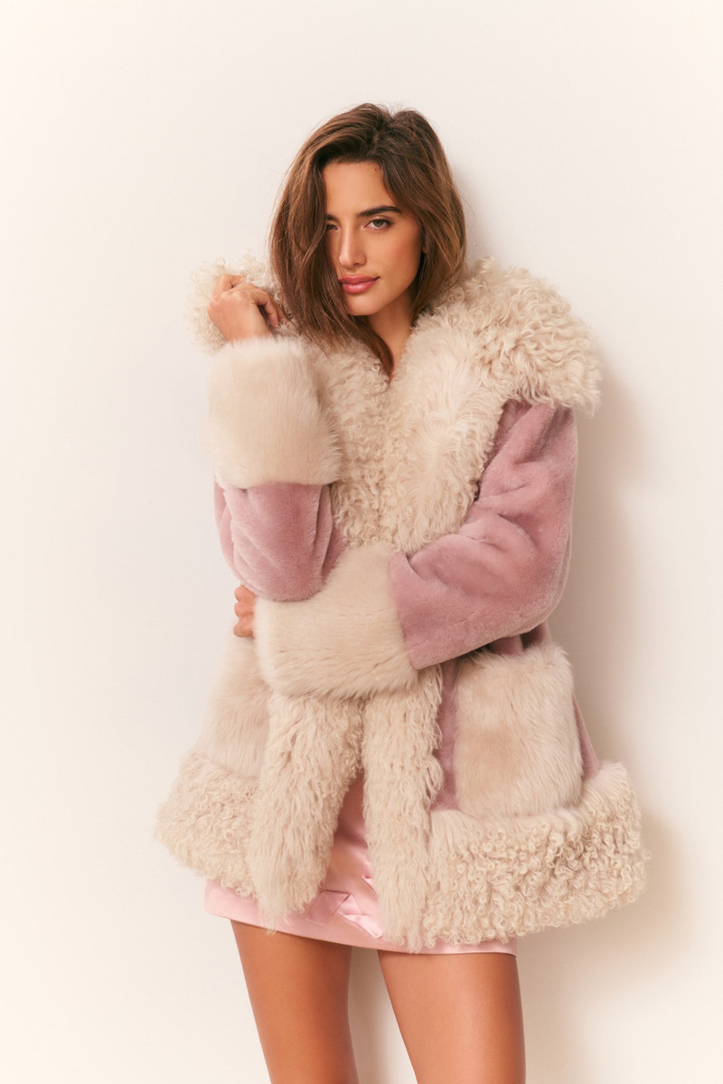 LoveShackFancy Tuskara Oversized Shearling Jacket outlook