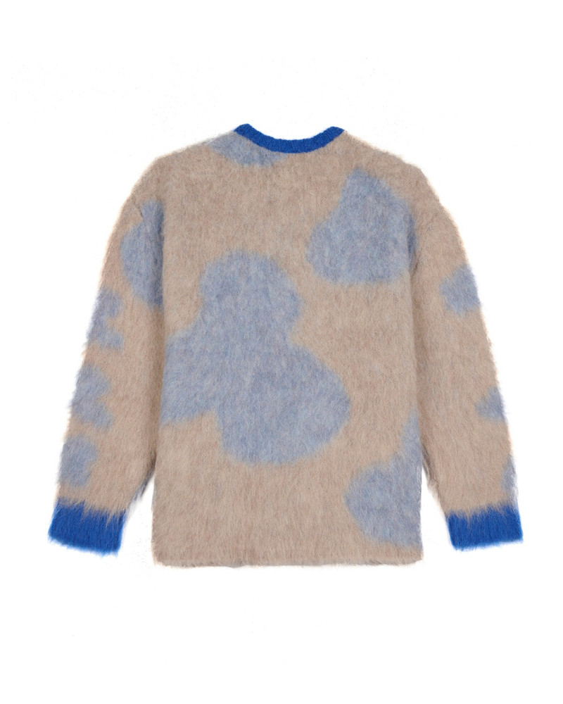 BRAIN DEAD Boxy Knit Cow Print Sweater - Taupe outlook