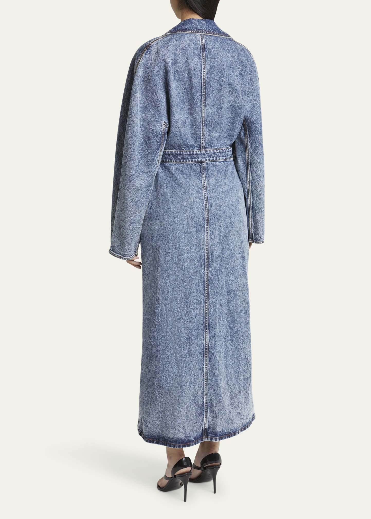 Wrap Denim Trench Coat - 3