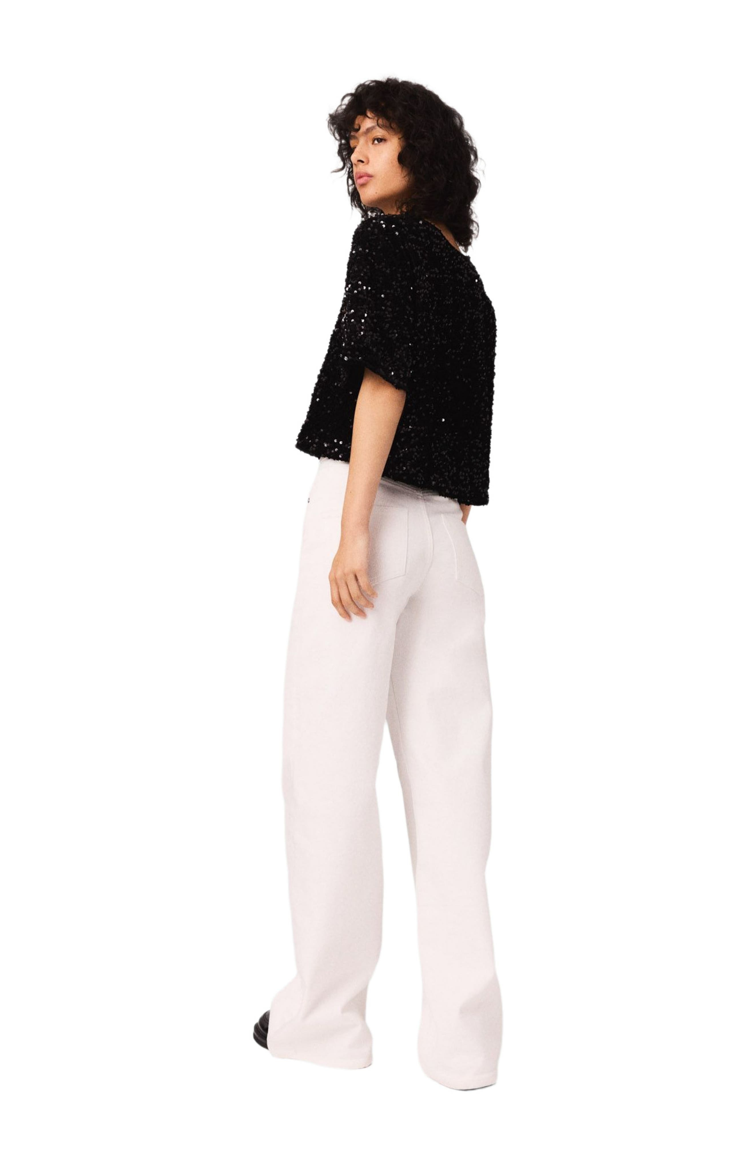 maje Sequinned velvet top in Black at Nordstrom - 3