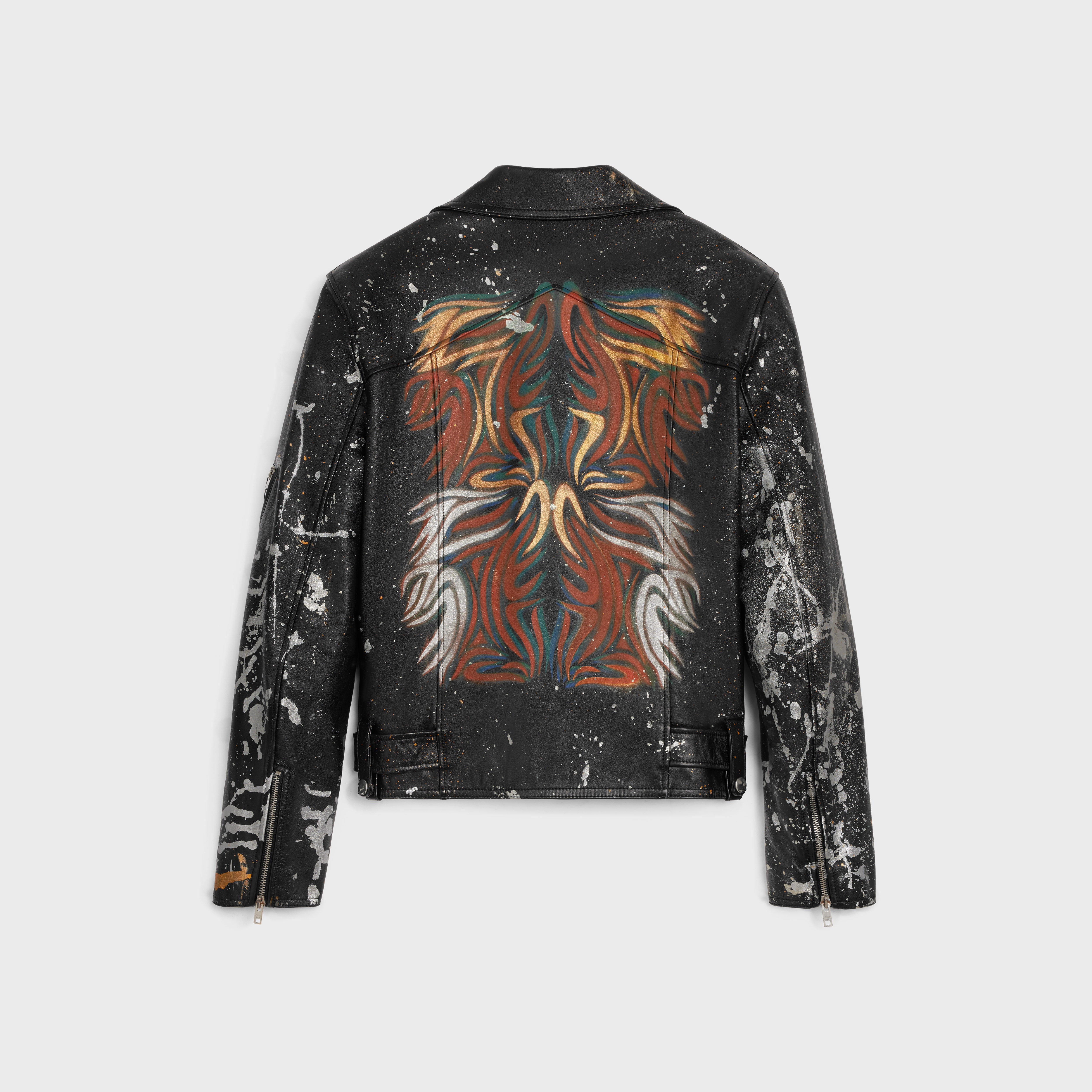 hand-painted biker jacket in calfskin - 2