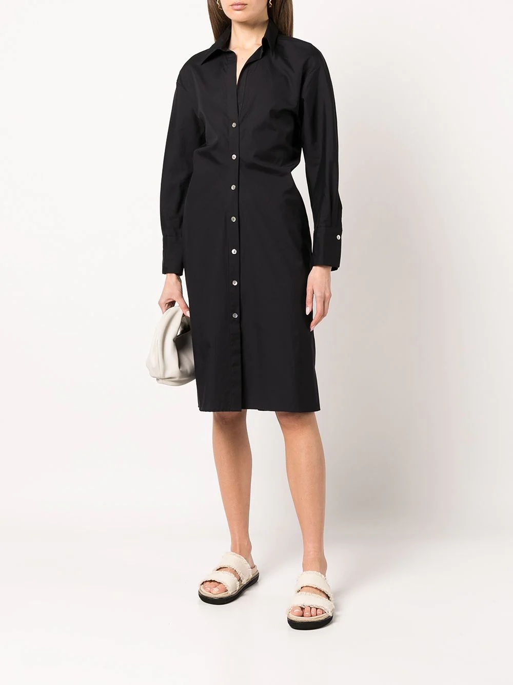 fitted cotton shirt dress - 2