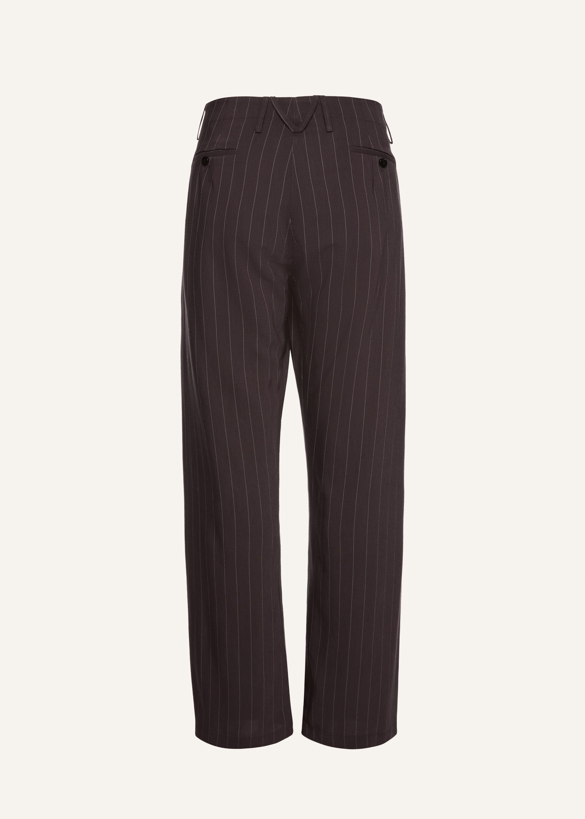 Wide-leg pinstripe trousers in dark brown - 2