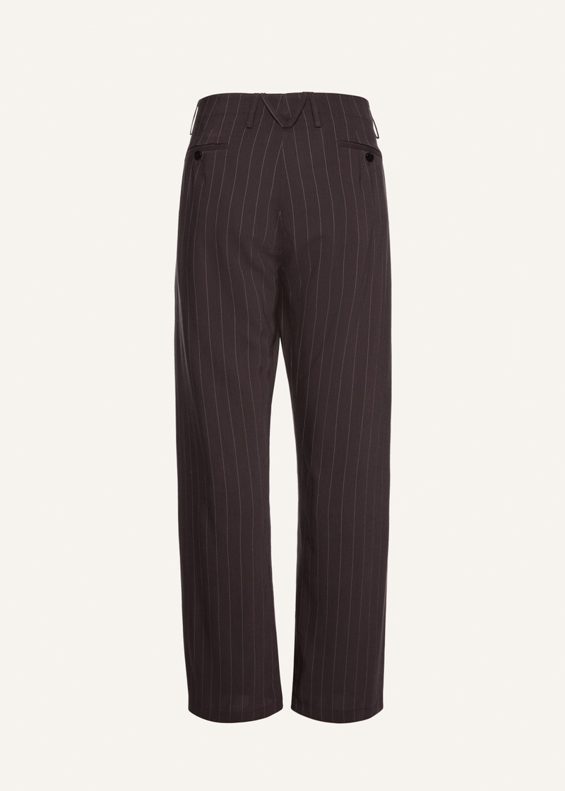 Wide-leg pinstripe trousers in dark brown 2