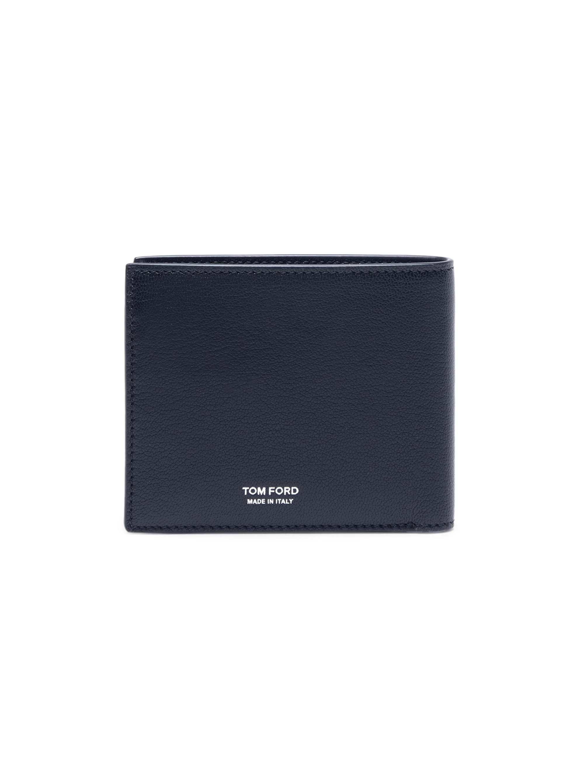 Men's Elongated T-Line Leather Bifold Wallet - Navy - 1