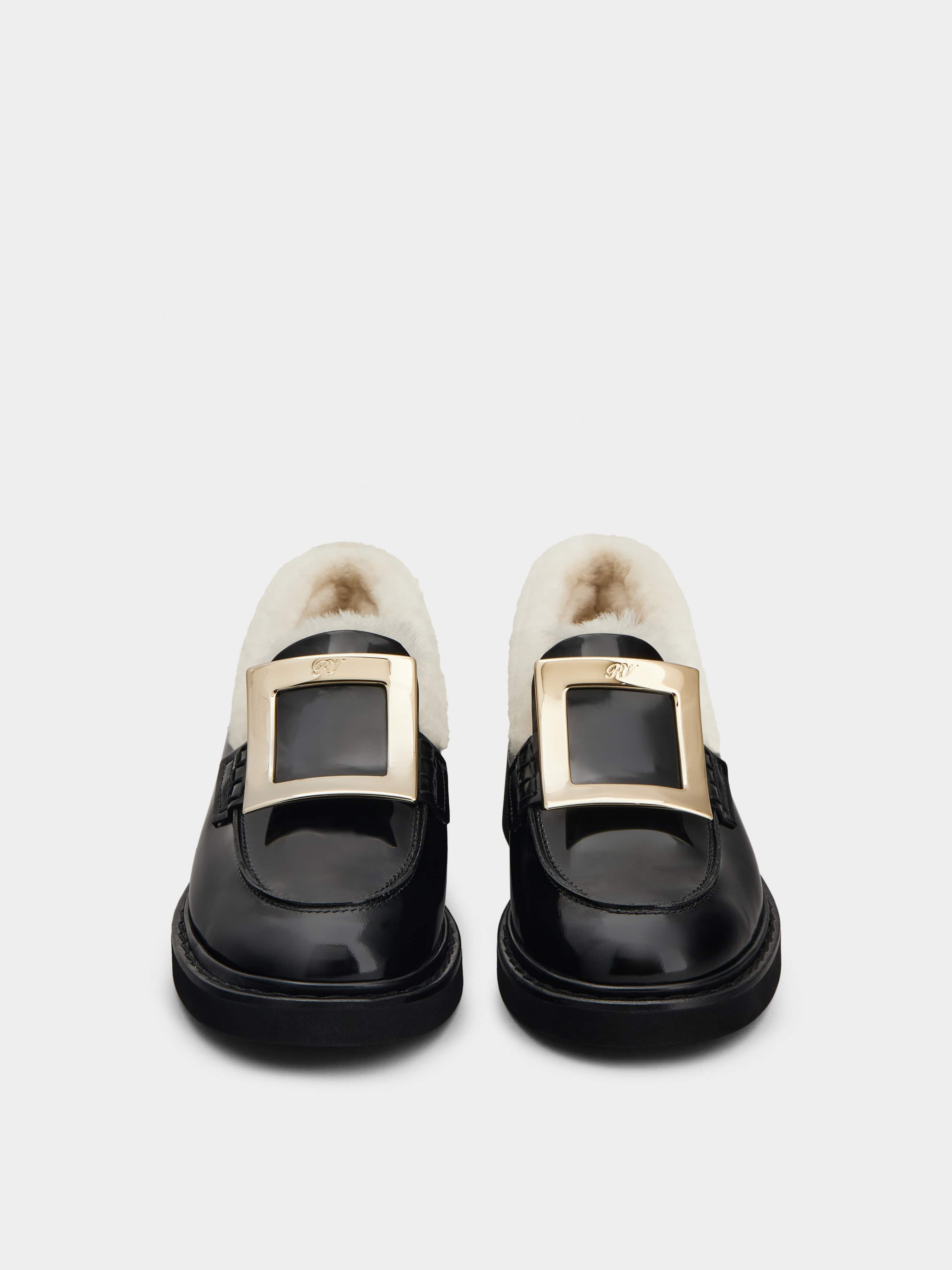 Viv' Rangers  Metal Buckle Fur Loafers in Patent Leather - 7